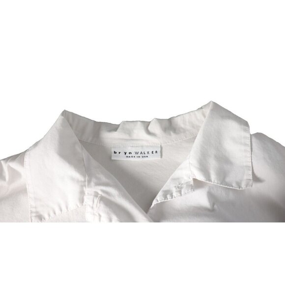 Bryn Walker Women's Small White Blouse Button-Up Cotton Hi-Low Long Sleeve Shirt - Picture 5 of 7